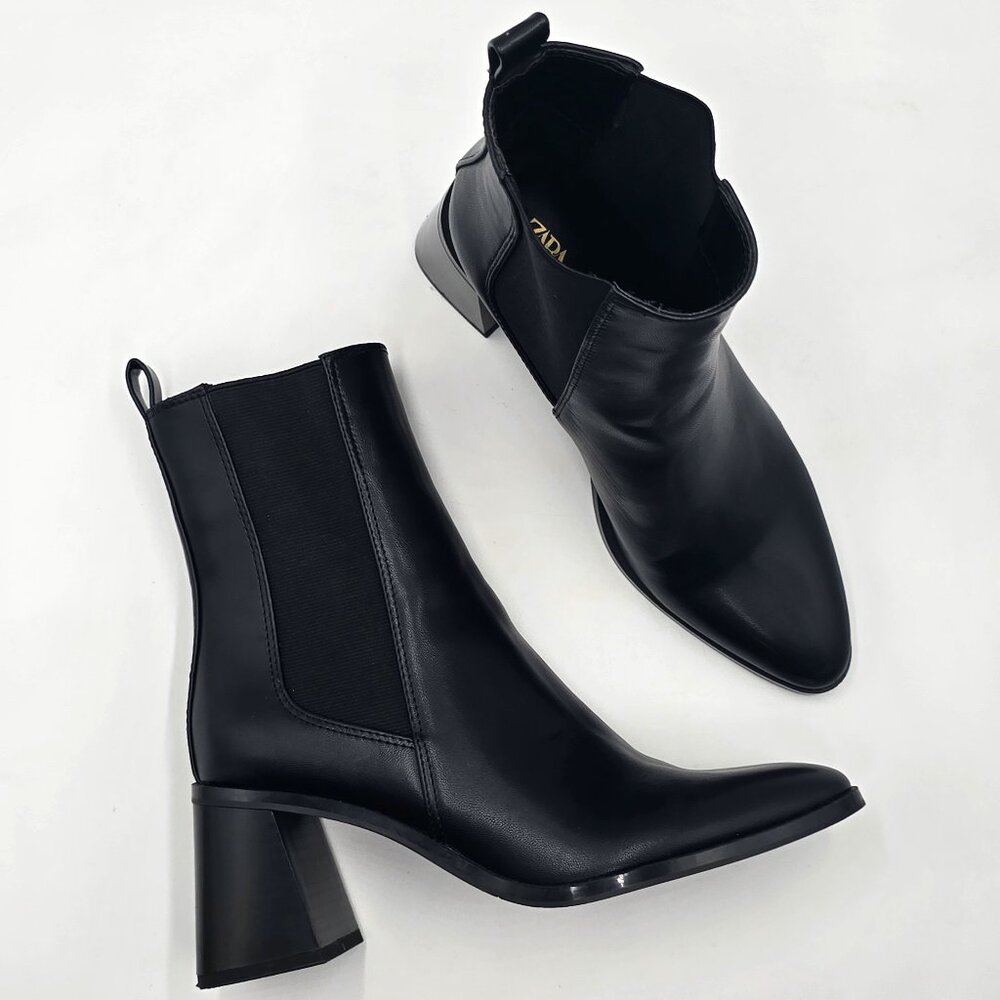 Zara Geometric Block Heel Ankle Boots